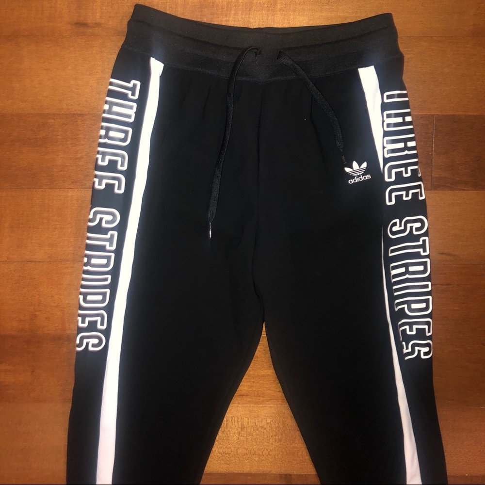 NWOT Adidas Three Stripes Black Joggers